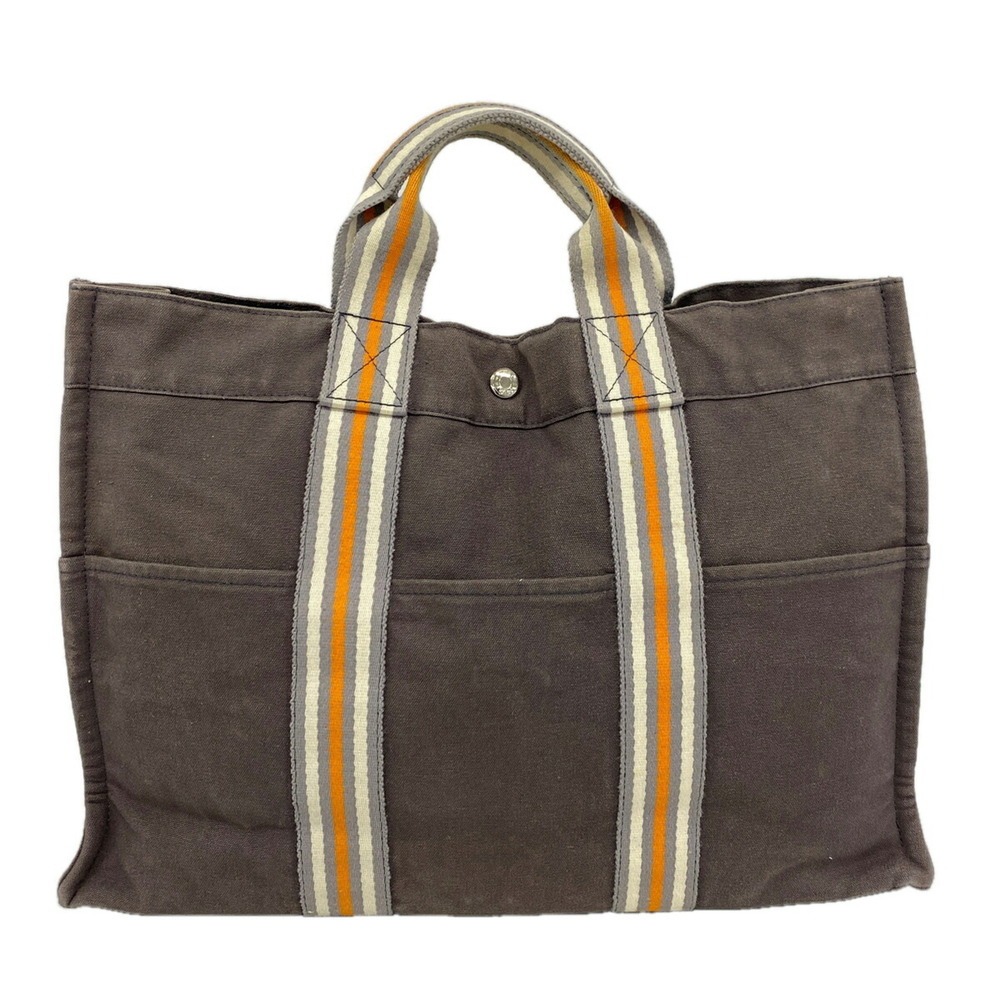 Hermes Fourre-Tout MM Canvas Tote Bag, Gray, Men's & Women's